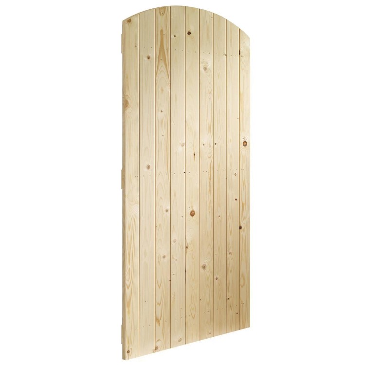 Wooden Pine Ledged &amp; Braced Arched Top Garden Gate - Unfinished 1981 x 915 x 44 mm - XL Joinery