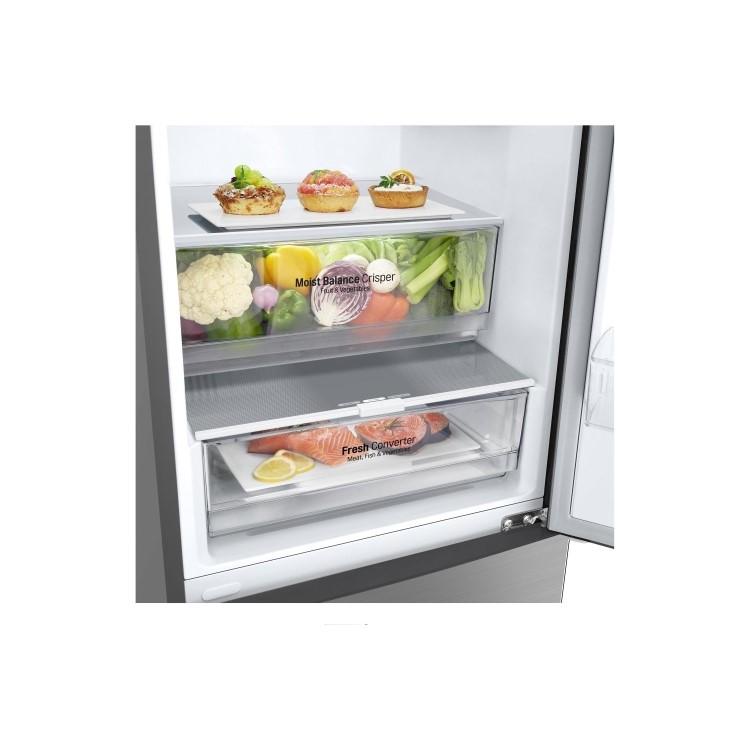 Refurbished LG NatureFRESH GBB62PZGCC1 Freestanding 384 Litre 70/30 Frost Free Fridge Freezer Silver