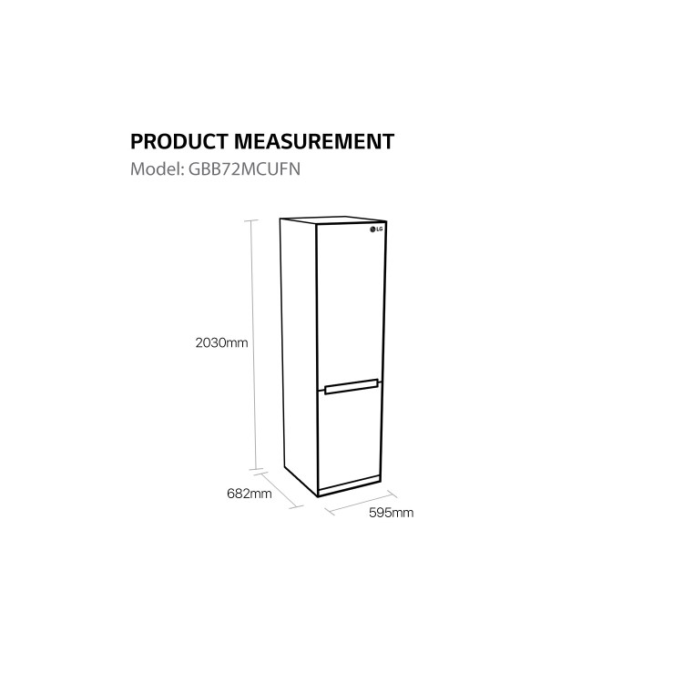 Refurbished LG GBB72MCUFN Freestanding 340 Litre 70/30 Fridge Freezer Black 