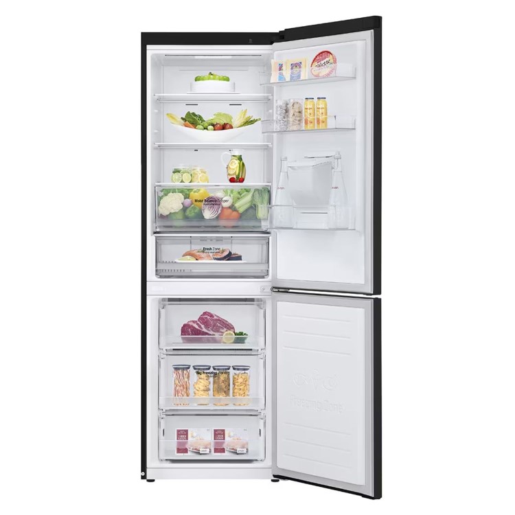 Refurbished LG NatureFRESH GBF61BLHEN Freestanding 340 Litre 70/30 Frost Free Fridge Freezer Black Steel