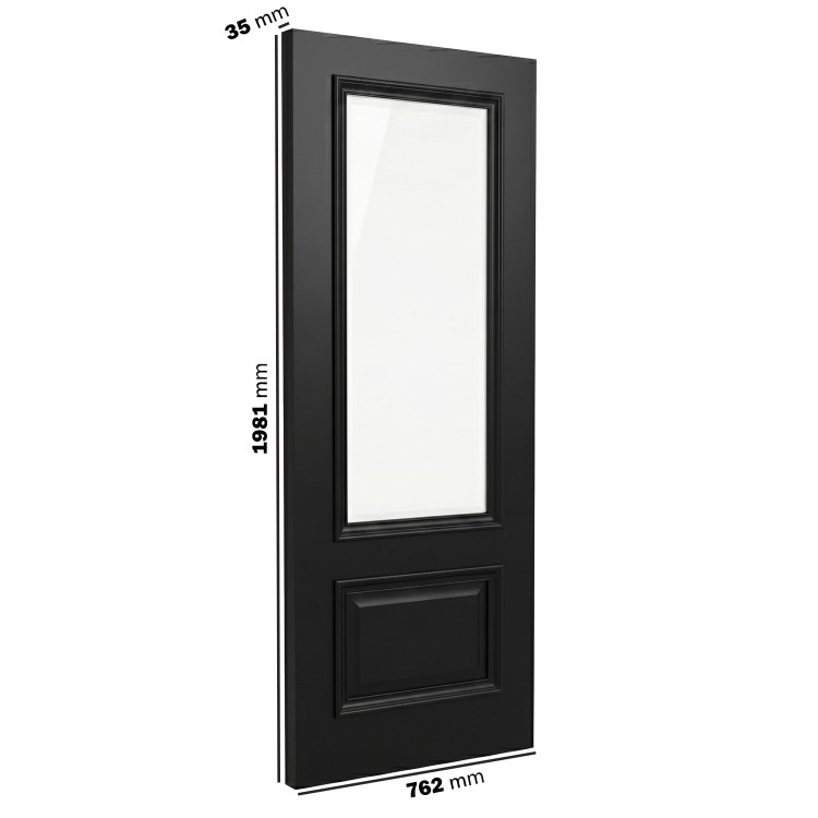 Internal Black Half-Glazed Door with Clear Bevelled Glass - 1981 x 762 x 35mm - Nelson - XL Joinery