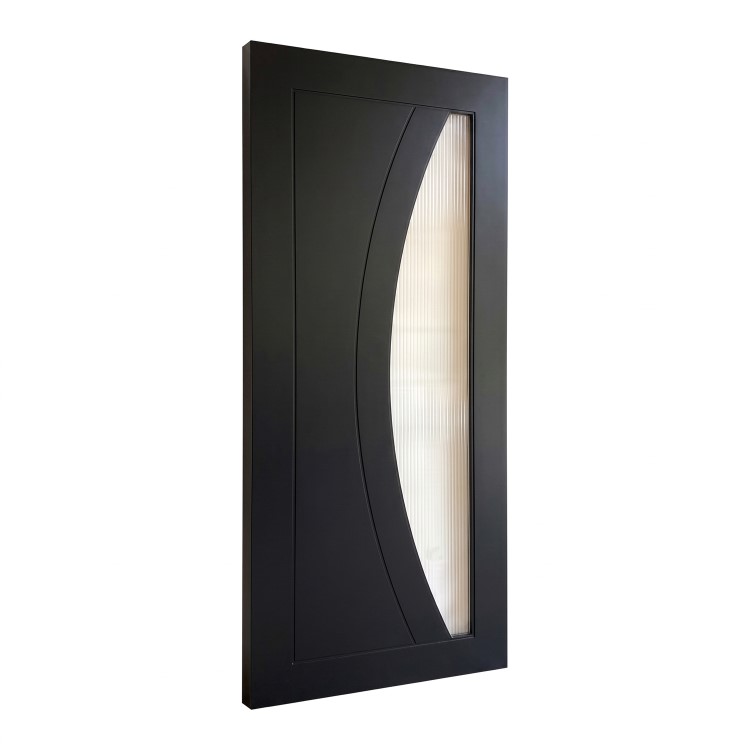 Internal Black Glazed Door with Reeded Glass - Pre-Finished - 1981 x 762 x 35mm - Salerno - XL Joinery