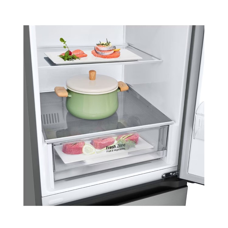 Refurbished LG NatureFRESH GBV22L0EPY Freestanding 387 Litre 70/30 Frost Free Fridge Freezer Silver