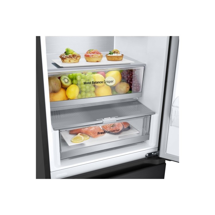 Refurbished LG NatureFRESH GBV5240CEP Freestanding 387 Litre 70/30 Frost Free Fridge Freezer Matte Black