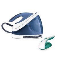Philips GC7057/20 PerfectCare Viva Steam Generator Iron with Free Fabric Shaver - White & Blue