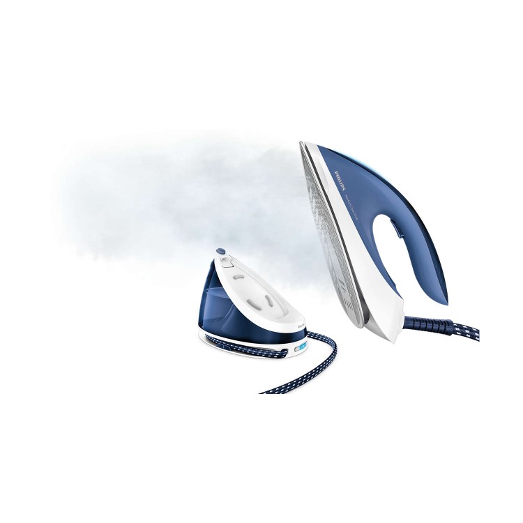 Philips GC7057/20 PerfectCare Viva Steam Generator Iron with Free Fabric Shaver - White & Blue