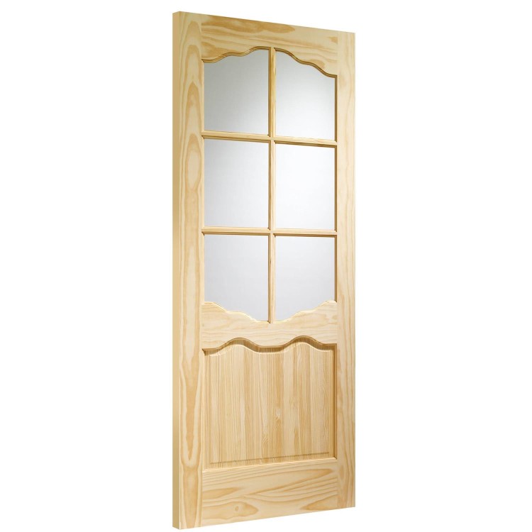 Internal Pine Cottage Half-Glazed Door with Clear Glass - Unfinished - 2032 x 813 x 35mm - Riviera Essential - XL Joinery