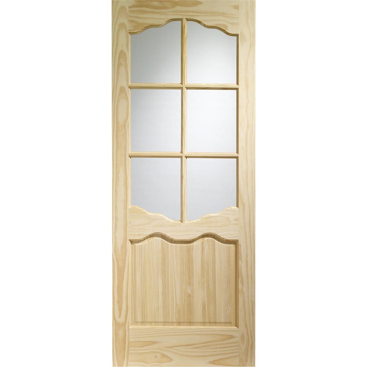 Internal Pine Cottage Half-Glazed Door with Clear Glass - Unfinished - 2032 x 813 x 35mm - Riviera Essential - XL Joinery