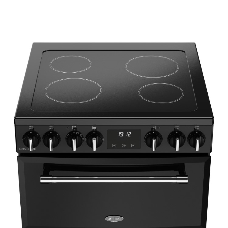 Refurbished Belling Farmhouse 60E 60cm Electric Ceramic Cooker Black