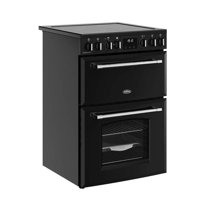 Refurbished Belling Farmhouse 60E 60cm Electric Ceramic Cooker Black