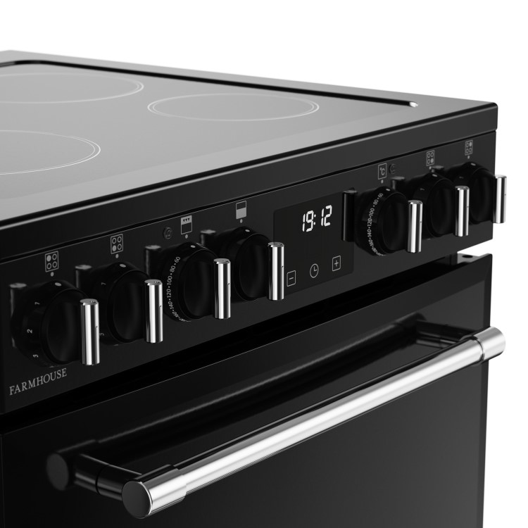 Refurbished Belling Farmhouse 60E 60cm Electric Ceramic Cooker Black