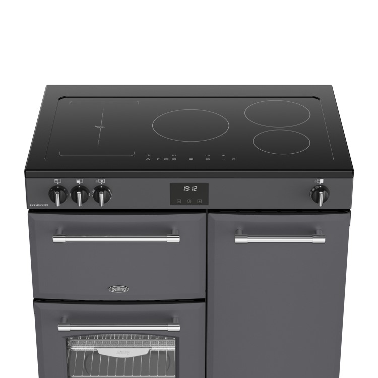 Belling Farmhouse 90cm Electric Induction Range Cooker - Grey