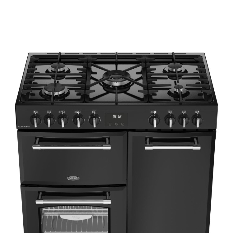Refurbished Belling Farmhouse 90DF 90cm Dual Fuel Range Cooker Black