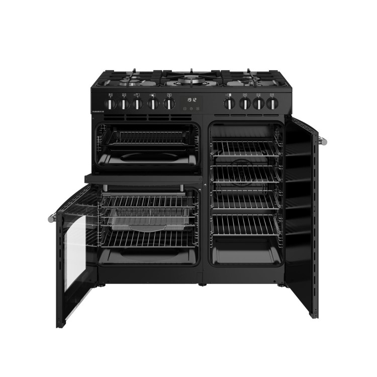 Refurbished Belling Farmhouse 90DF 90cm Dual Fuel Range Cooker Black