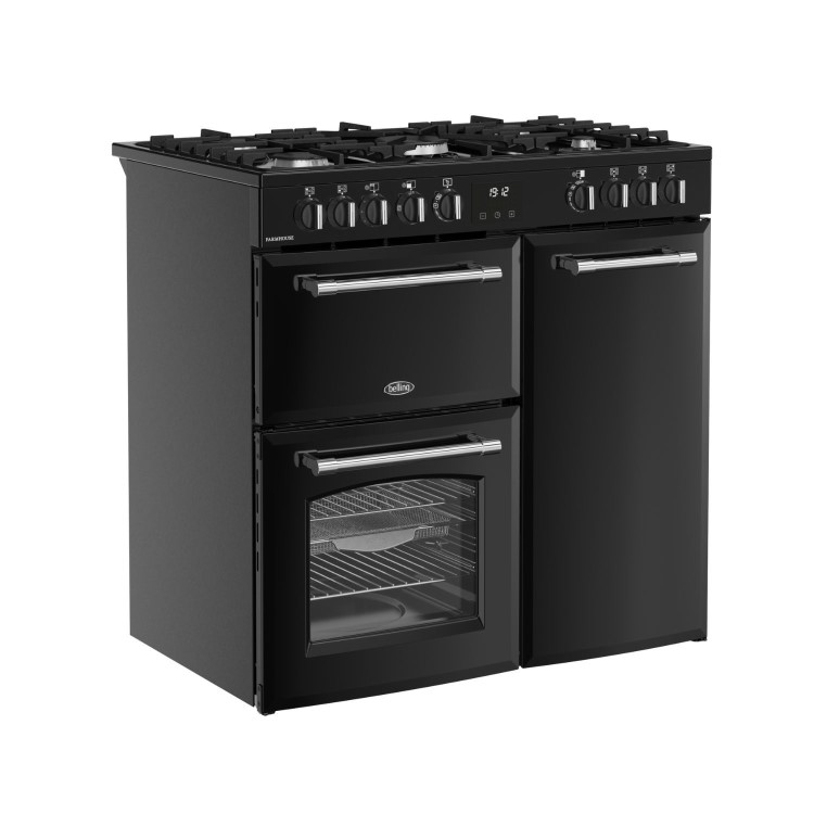 Refurbished Belling Farmhouse 90DF 90cm Dual Fuel Range Cooker Black