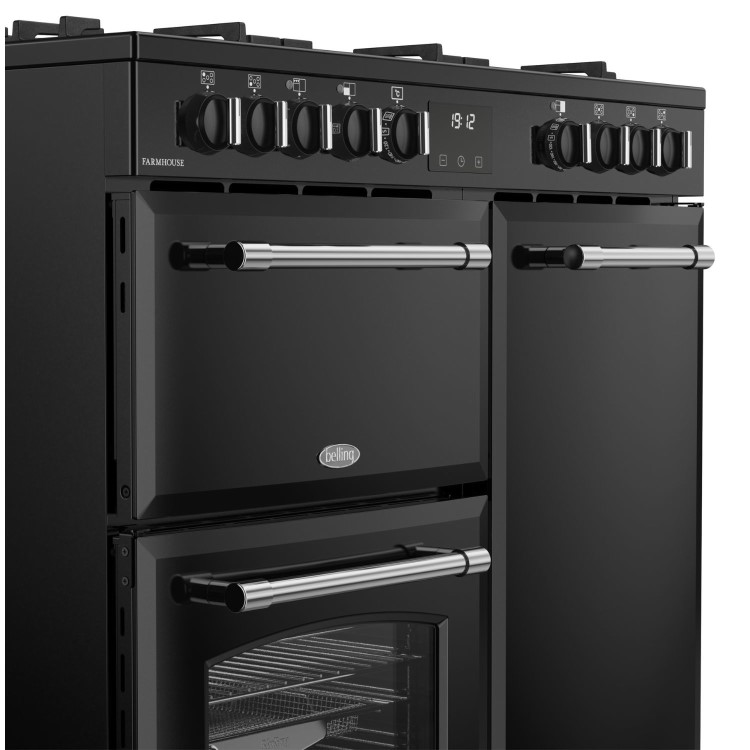 Refurbished Belling Farmhouse 90DF 90cm Dual Fuel Range Cooker Black