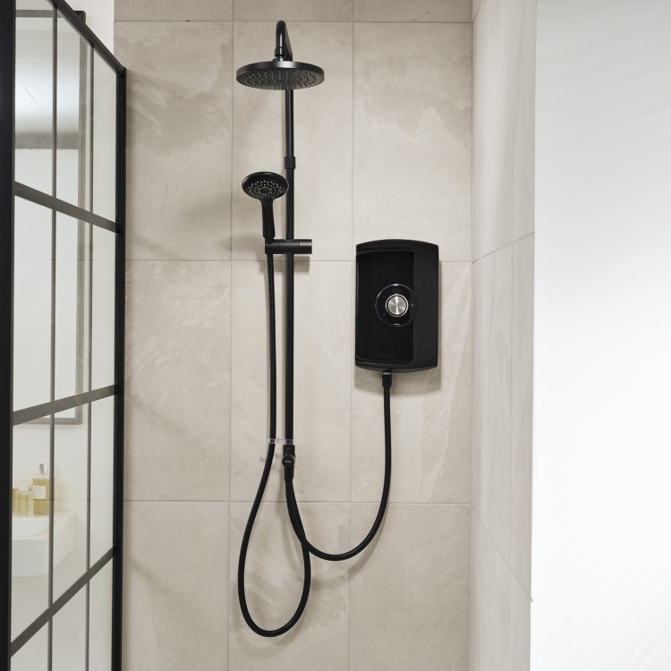 GRADE A1 - Triton Amore DuElec 9.5kW Black Electric Shower