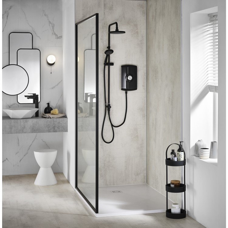 GRADE A1 - Triton Amore DuElec 9.5kW Black Electric Shower