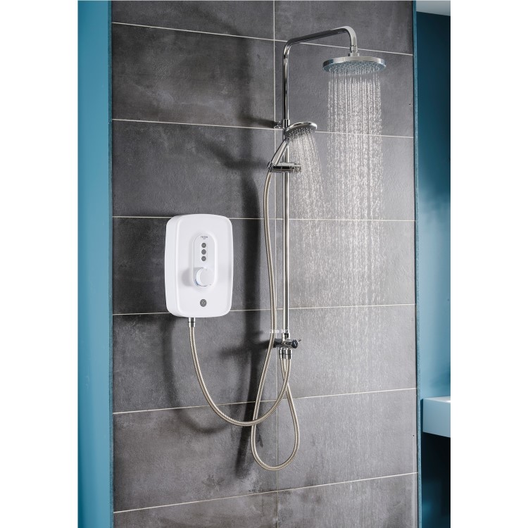 GRADE A1 - Triton Danzi Duelec 10.5kW Gloss White Electric Shower