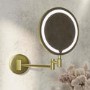 Round Brass Magnifying Makeup Bathroom Mirror with Lights 200mm - Gemini