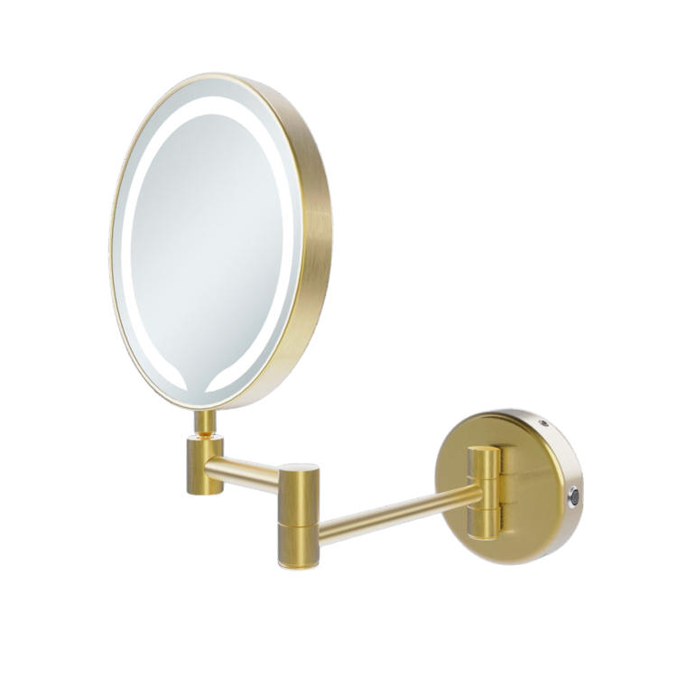 Round Brass Magnifying Makeup Bathroom Mirror with Lights 200mm - Gemini