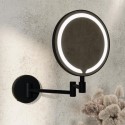 GEMMB200 Round Black Magnifying Makeup Bathroom Mirror with Lights 200mm - Gemini