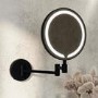 Round Black Magnifying Makeup Bathroom Mirror with Lights 200mm - Gemini