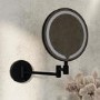 Round Black Magnifying Makeup Bathroom Mirror with Lights 200mm - Gemini