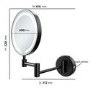 Round Black Magnifying Makeup Bathroom Mirror with Lights 200mm - Gemini