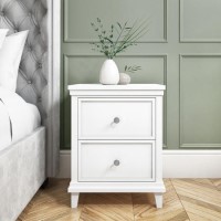 White Painted 2 Drawer Bedside Table - Georgia