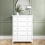 Tall White Ready Assembled Chest of 5 Drawers - Georgia