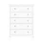 Tall White Ready Assembled Chest of 5 Drawers - Georgia