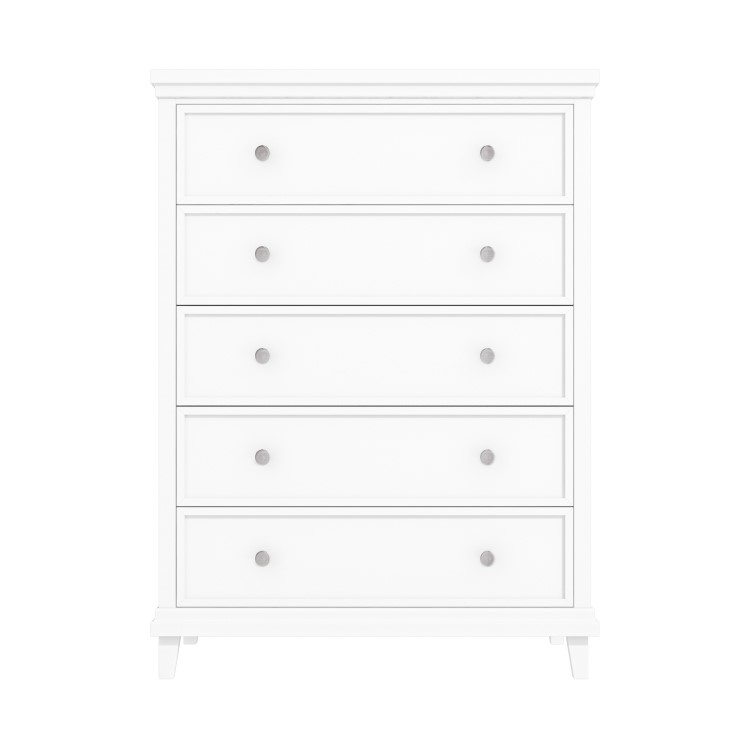 Tall White Ready Assembled Chest of 5 Drawers - Georgia