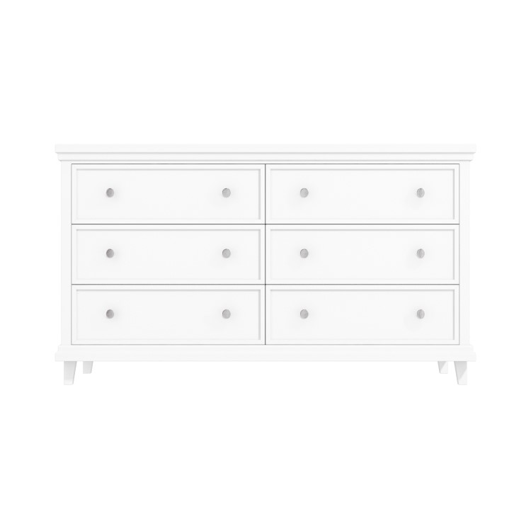 6 Drawer Wide Chest of Drawers in White - Georgia