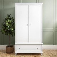 White Painted Double Wardrobe with Drawer - Georgia White Painted Double Wardrobe with Drawer - Georgia