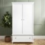 White Painted Double Wardrobe with Drawer - Georgia