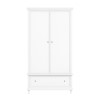 White Painted Double Wardrobe with Drawer - Georgia