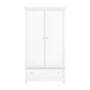 White Painted Double Wardrobe with Drawer - Georgia