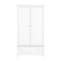 White Painted Double Wardrobe with Drawer - Georgia