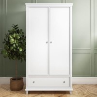 White Double Wardrobe with Drawer - Georgia