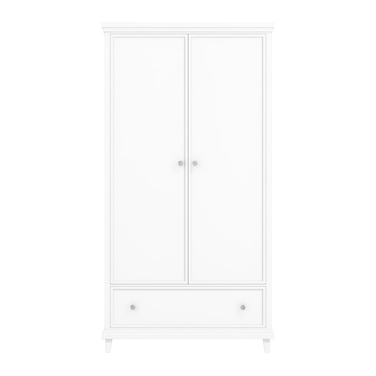 White Double Wardrobe with Drawer - Georgia