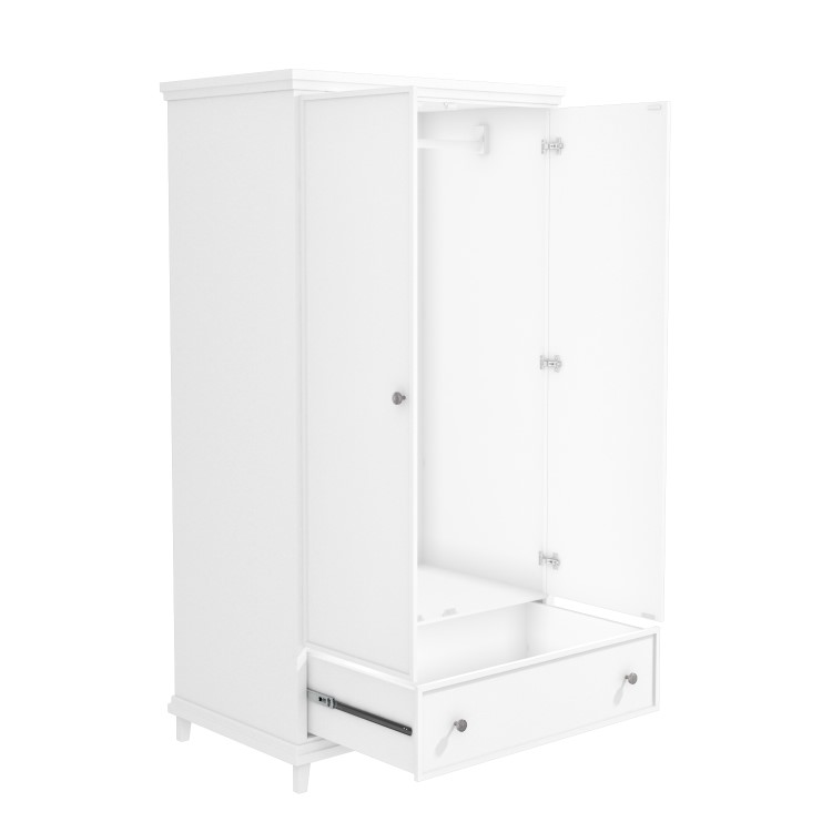 White Double Wardrobe with Drawer - Georgia