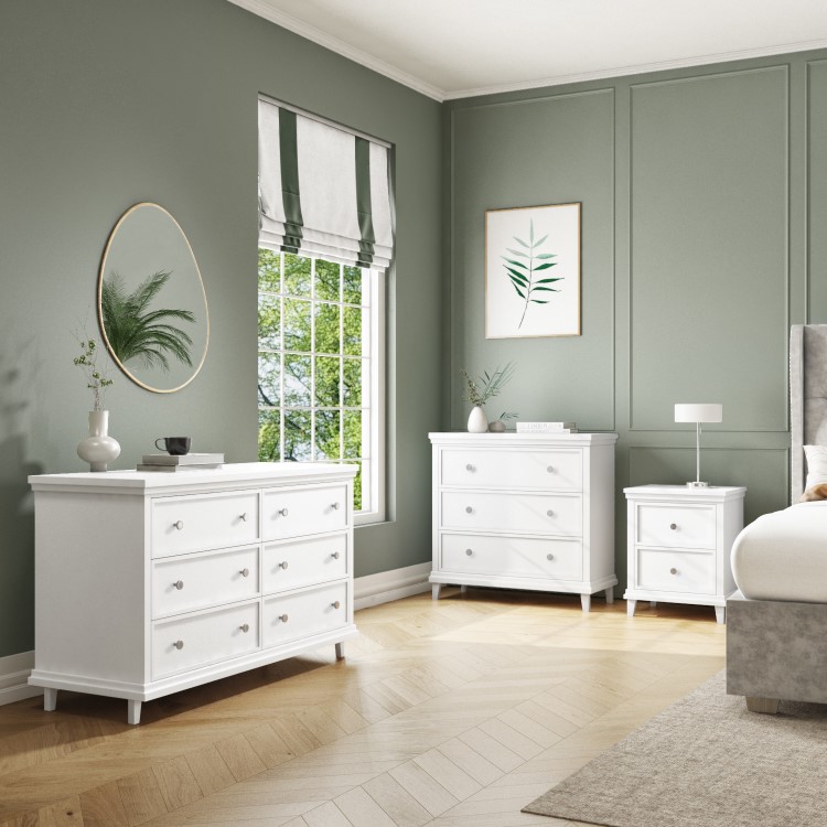 White Double Wardrobe with Drawer - Georgia