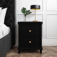 Black 2 Drawer Bedside Table - Georgia