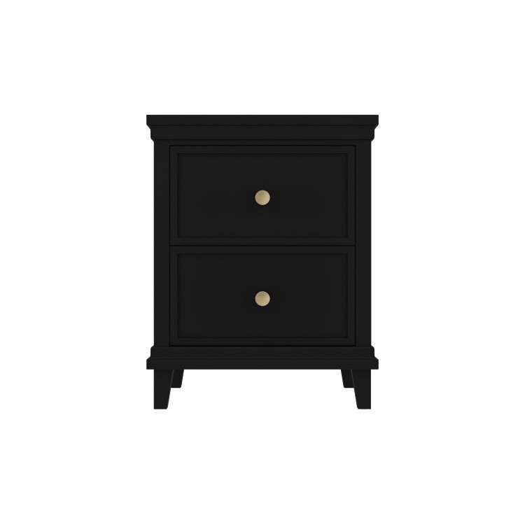 Black 2 Drawer Bedside Table - Georgia