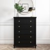 Tall Black Chest of 5 Drawers - Georgia