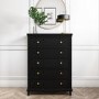 Tall Black Chest of 5 Drawers - Georgia