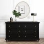 Wide Black Chest of 6 Drawers - Georgia