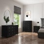 Wide Black Chest of 6 Drawers - Georgia