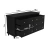 Wide Black Chest of 6 Drawers - Georgia